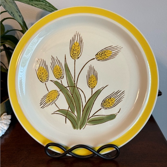 NATIONAL SILVER GOLD WHEAT PLATE STONEWARE JAPAN - Picture 1 of 7